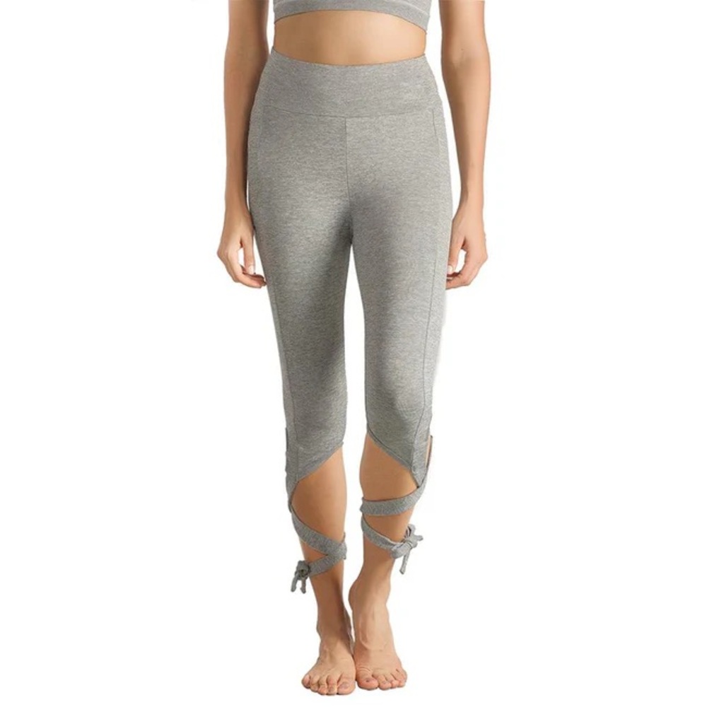 Free People Movement Gray High-Waisted wrap tie ankle Capri Leggings